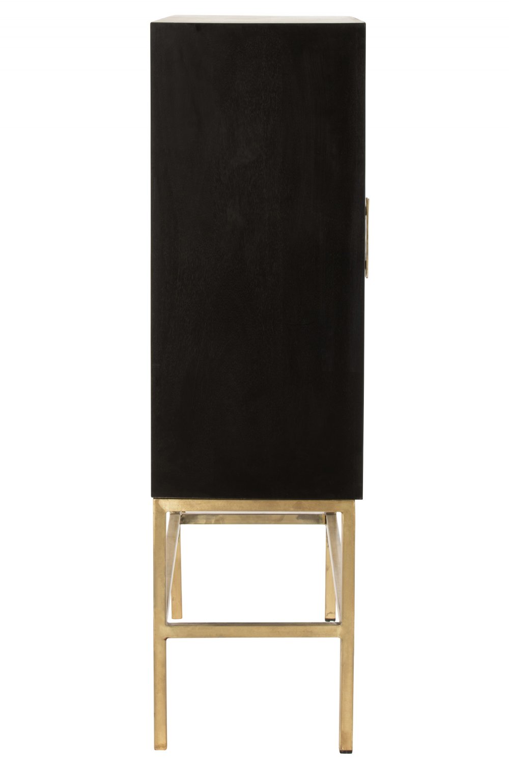 Armoire bar ROYA bois de manguier noir et métal doré
